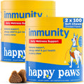 Happy Paws Suplemento de Cúrcuma para Perros, Bienestar Diario y Apoyo Inmunológico para Todas las Razas y Edades, Hecho con Cúrcuma, Calostro y Hongos Turkey Tail, Sabor a Calabaza, No Transgénico, 200 Masticables Blandos