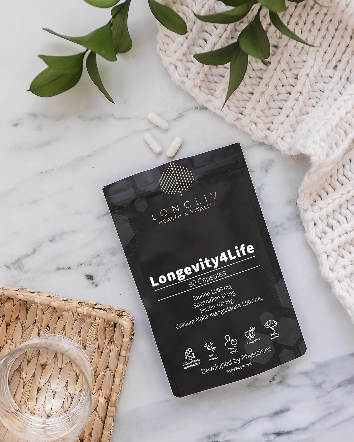 Longevity4Life – Suplemento Celular con Fisetina, Taurina, AKG y Espermidina