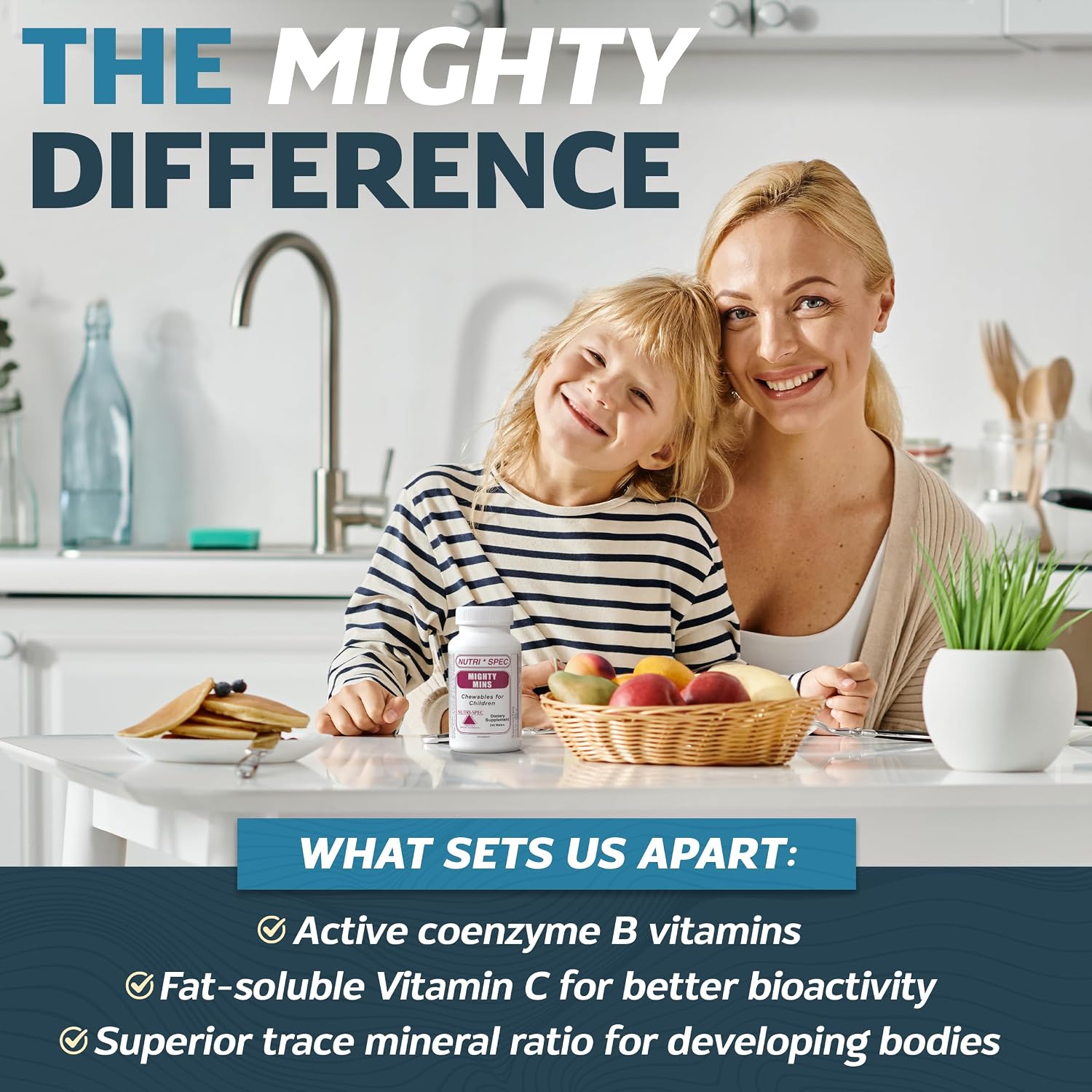 Nutri-Spec Mighty-Mins - Multivitamínico para niños con hierro en comprimidos masticables - Desde 6 meses hasta la adolescencia - 240 comprimidos