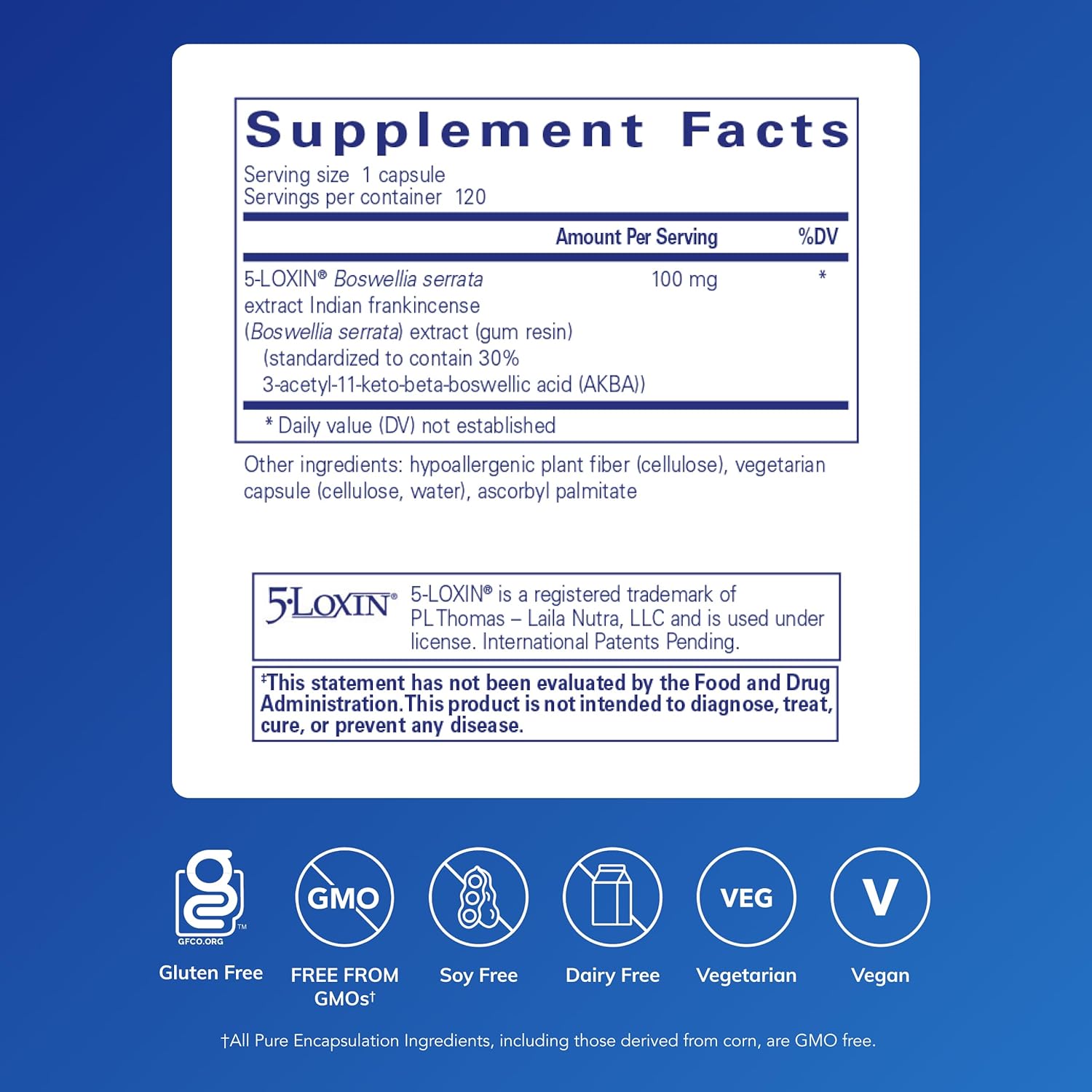 Pure Encapsulations Boswellia AKBA con 5-LOXIN - 120 cápsulas