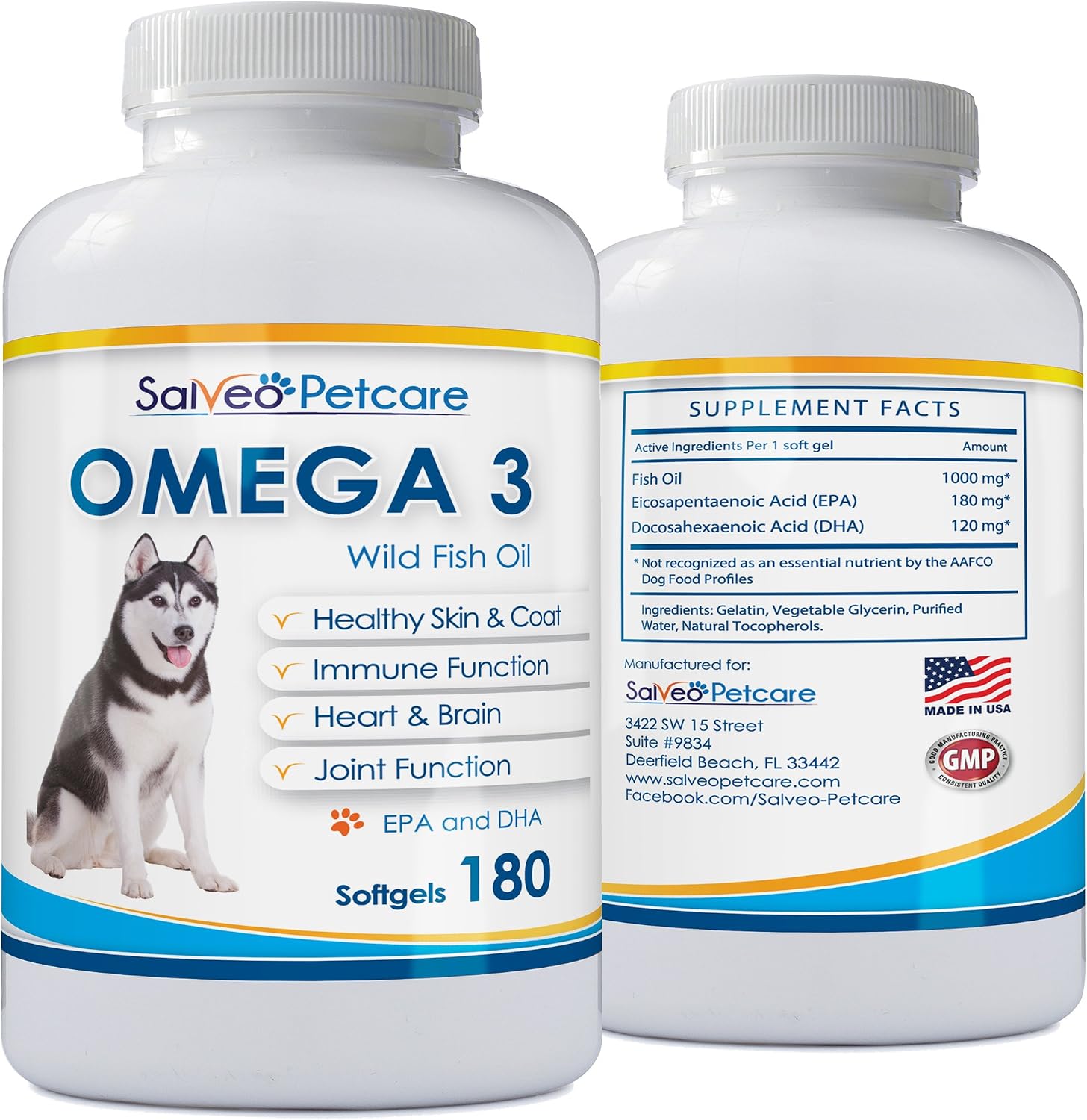 Omega 3 Aceite de Pescado para Perros - 180 Cápsulas - Salveo Petcare
