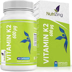 NutriZing Vitamina K2 MK7 600 mcg - 90 Cápsulas Veganas - Alta Potencia