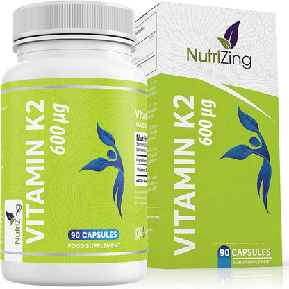 NutriZing Vitamina K2 MK7 600 mcg - 90 Cápsulas Veganas - Alta Potencia – Image 1