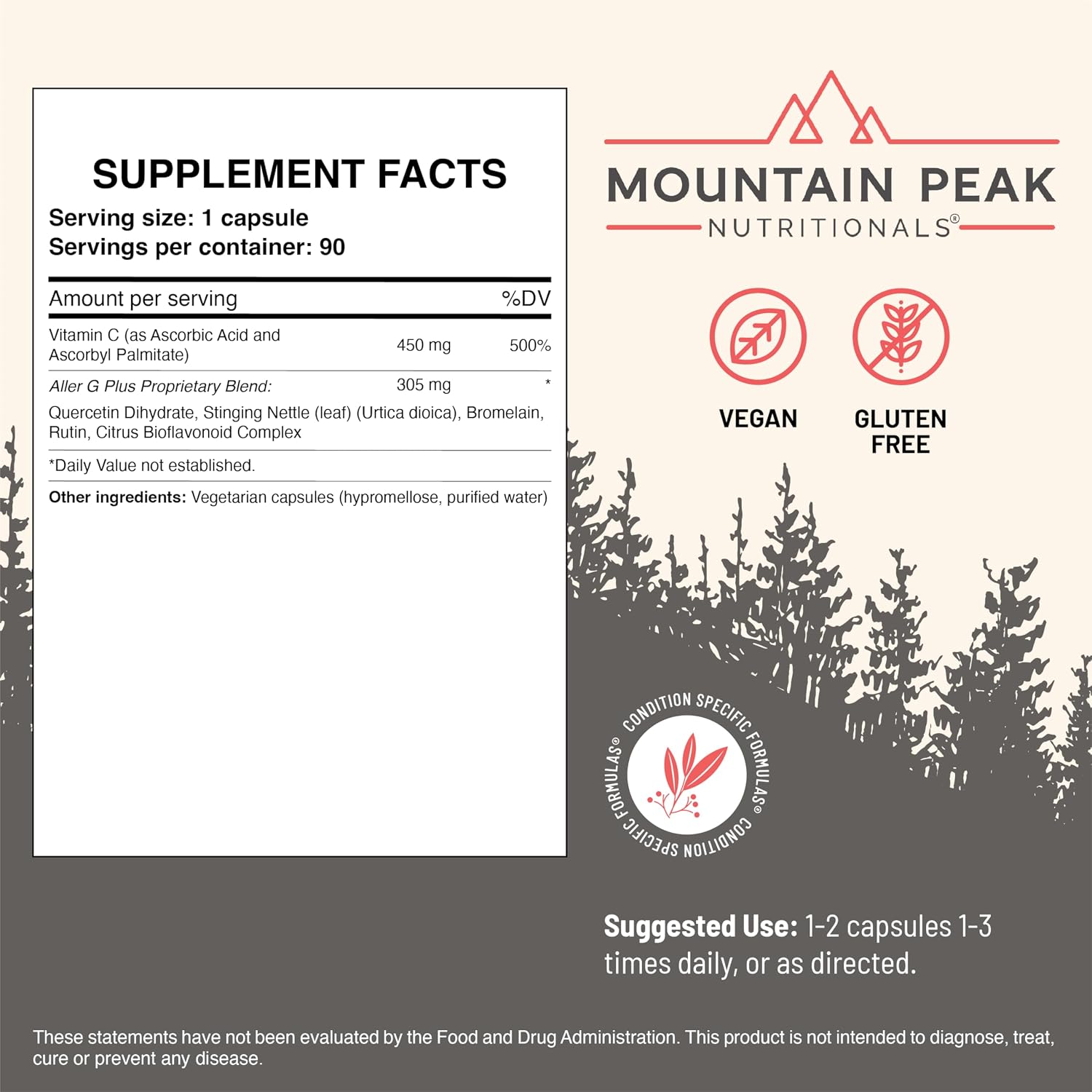 Mountain Peak Nutritionals Aller G Plus – Apoyo Respiratorio, Senos Paranasales y Alergias Estacionales (90 Cápsulas Vegetales)