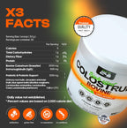 Cure24 Calostro Bovino X3 en Polvo para Humanos, 100% Puro Natural de Pasto, Alto en IgG, con Probiótico y Prebiótico, Sin Sabor, Fabricado en EE.UU.