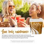 AM Support Mezcla Matutina de Nutrición – Cero Calorías Apoyo Nutricional GLP-1 con Vitaminas, Minerales, Aminoácidos, Fibra Prebiótica, Baobab, Ginseng y Colágeno Marino - Melocotón Mango - 30 Servicios