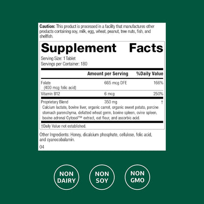Standard Process Inc. Folic Acid B12-180 – Fomento de una circulación saludable. – Image 2