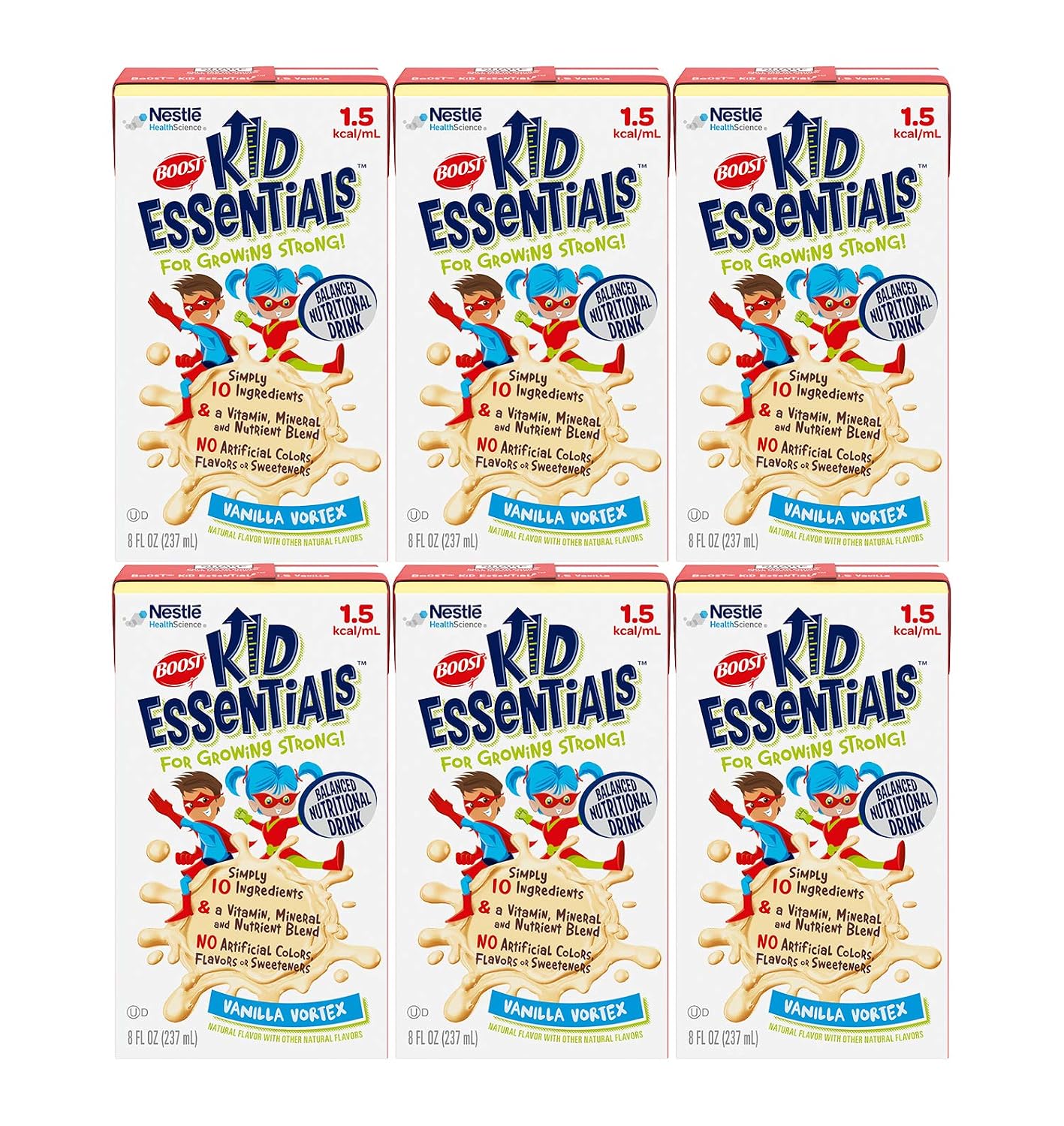 Boost Kid Essentials 1.5 Bebida Nutricional Equilibrada con Vitaminas y Minerales (8 oz, Pack de 6, Vainilla)