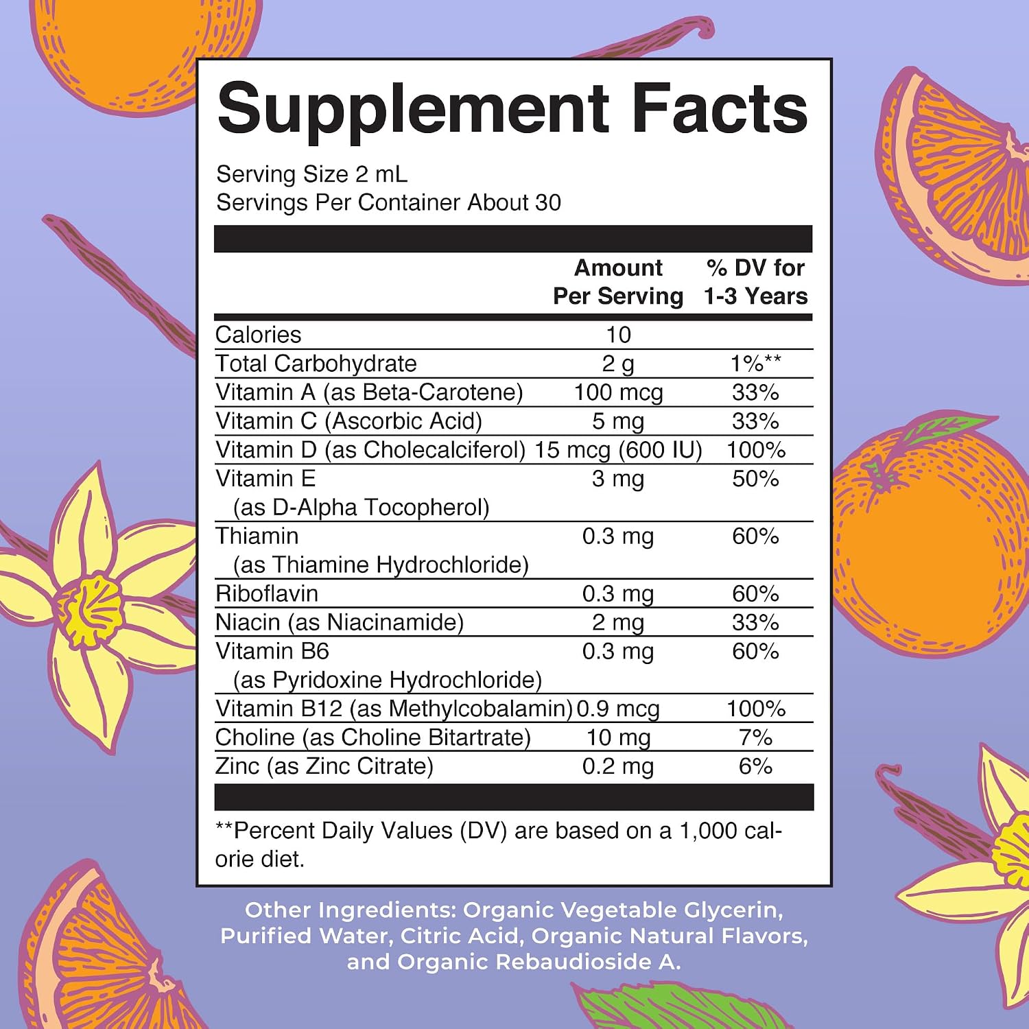 MaryRuth's Multivitamínico para Niños Pequeños | Vitaminas A C D E B6 B12 Zinc | Crecimiento Saludable | Inmunidad | Huesos | Función Cognitiva | Orgánico | Sin Azúcar | Vegano | No-GMO | 2 Fl Oz | 30 Días