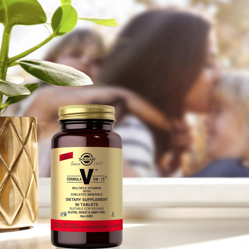 Solgar Formula VM-75, 90 Comprimidos - Multivitamínico con Minerales Quelados - Vitaminas A, B6, B12, C, D, E - Biotina, Magnesio, Calcio, Hierro, Zinc - Vegano, Sin Gluten, Sin Lácteos, Kosher