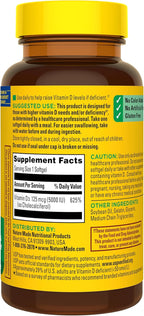 Nature Made Vitamina D3 5000 UI (125 mcg) 360 Cápsulas Blandas - Extra Fuerte