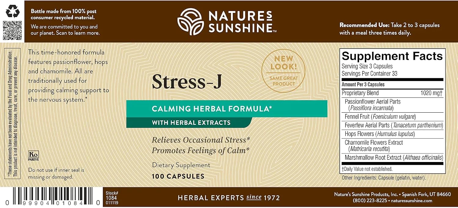 Nature's Sunshine Stress-J, 100 Cápsulas