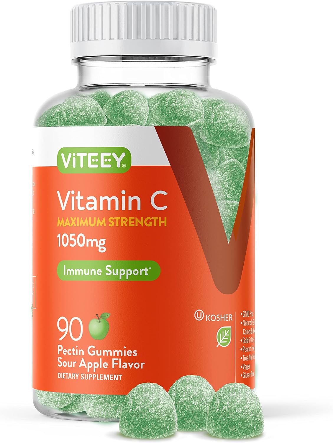 Viteey Gomitas de Vitamina C Masticables para Adultos - 700mg Extra Fuerte - Apoyo Inmunológico - Veganas, Sin Gluten - 60 unidades