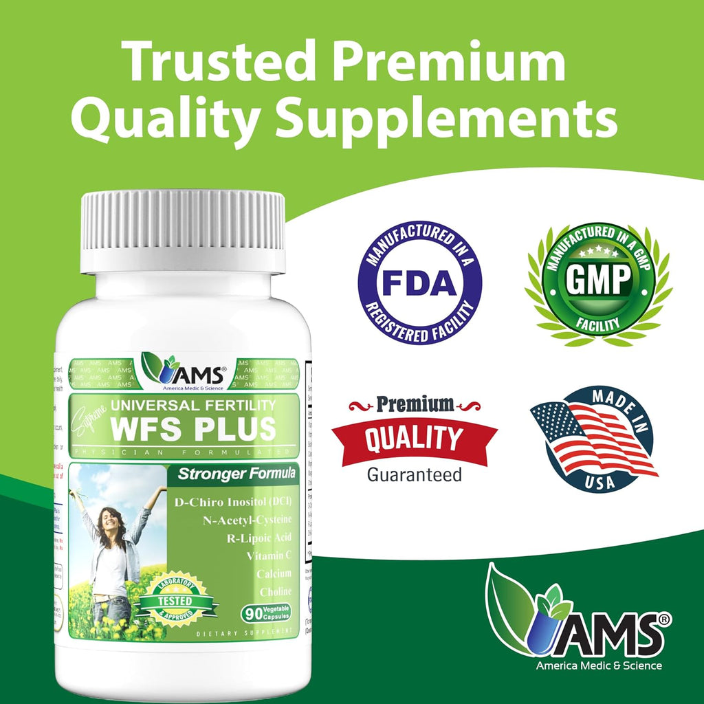 WFS Plus Fertility - Suplemento de Fertilidad para Mujeres con D-Chiro Inositol y DHA (90 Cápsulas)