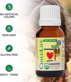 ChildLife Essentials Gotas Orgánicas de Vitamina D3 para Bebés y Niños, 400 IU, Sin Sabor