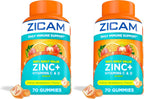 Zicam Gominolas de Apoyo Inmunitario Diario, con Zinc, Vitamina C y D, Sabor Cítrico Fresa, 70 unidades