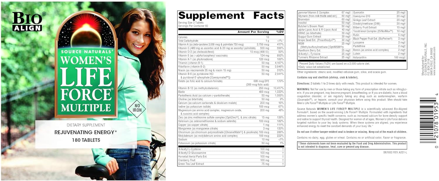 Source Naturals Women's Life Force Multiple, 180 Comprimidos