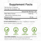 DEAL SUPPLEMENT Melón Amargo con Berberina, 300 Cápsulas - Extracto 15:1 y Berberina HCL, No Transgénico
