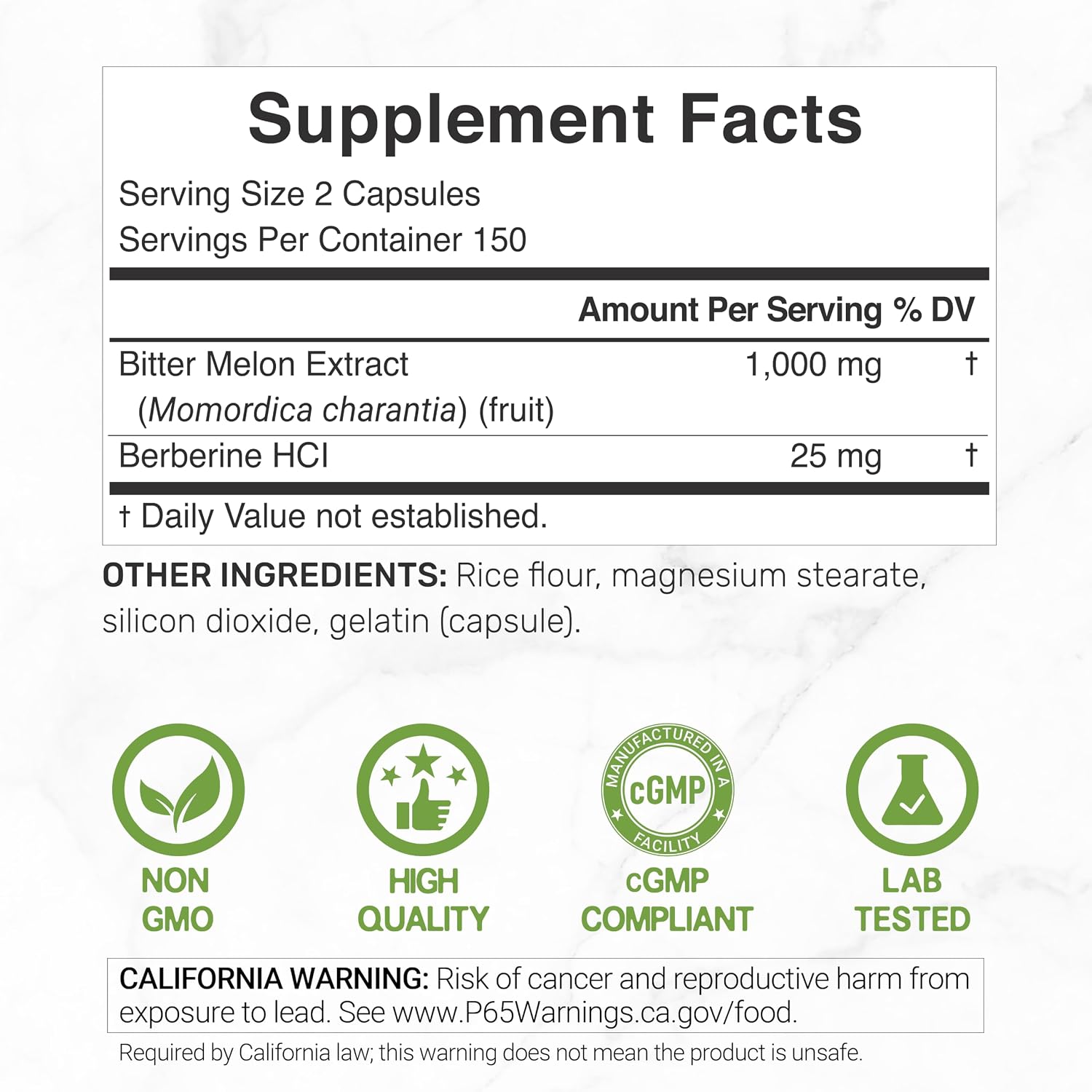 DEAL SUPPLEMENT Melón Amargo con Berberina, 300 Cápsulas - Extracto 15:1 y Berberina HCL, No Transgénico