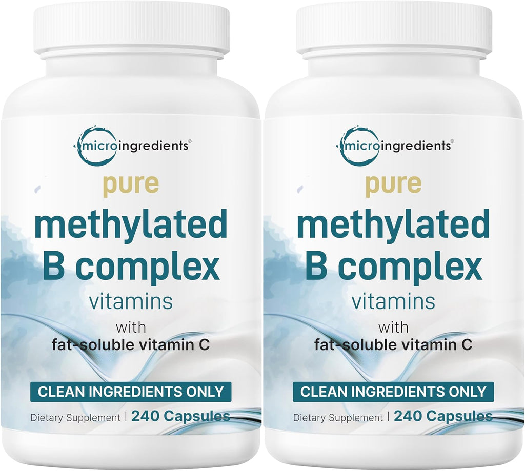 Micro Ingredients Pure Methylated B Complex, 240 Cápsulas | Complejo B Metilado 11 en 1 con Metilfolato y B12
