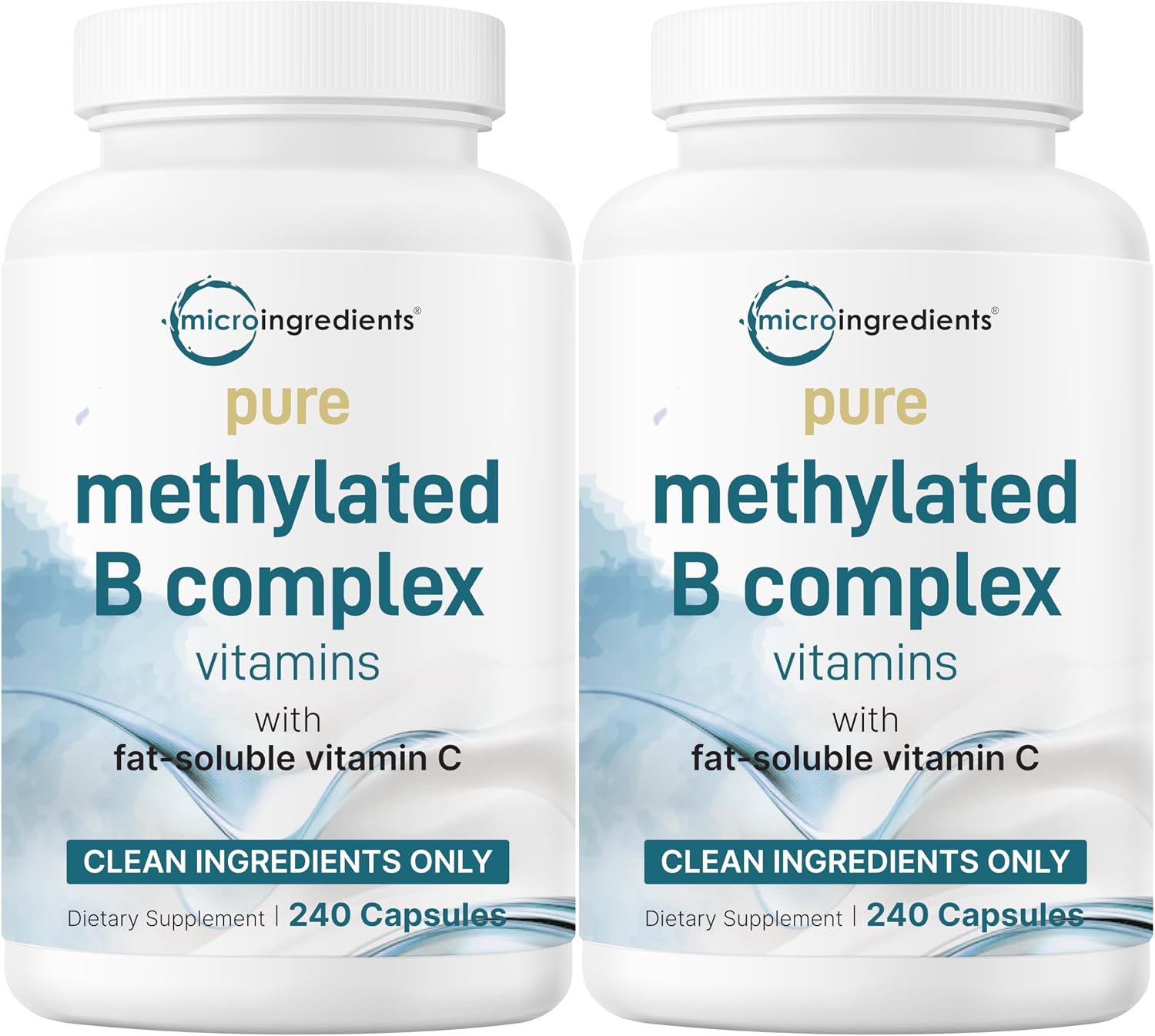 Micro Ingredients Pure Methylated B Complex, 240 Cápsulas | Complejo B Metilado 11 en 1 con Metilfolato y B12