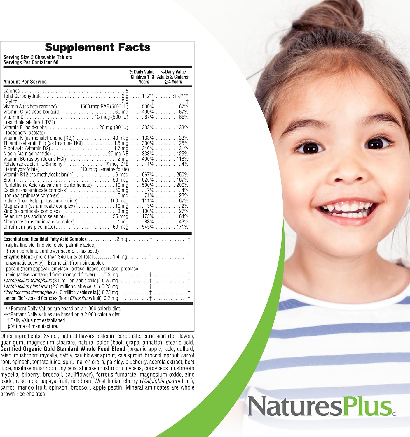 NaturesPlus Animal Parade Gold Multivitamínico Infantil - 120 comprimidos masticables - Sabores cereza, naranja y uva - Vegetariano, sin gluten
