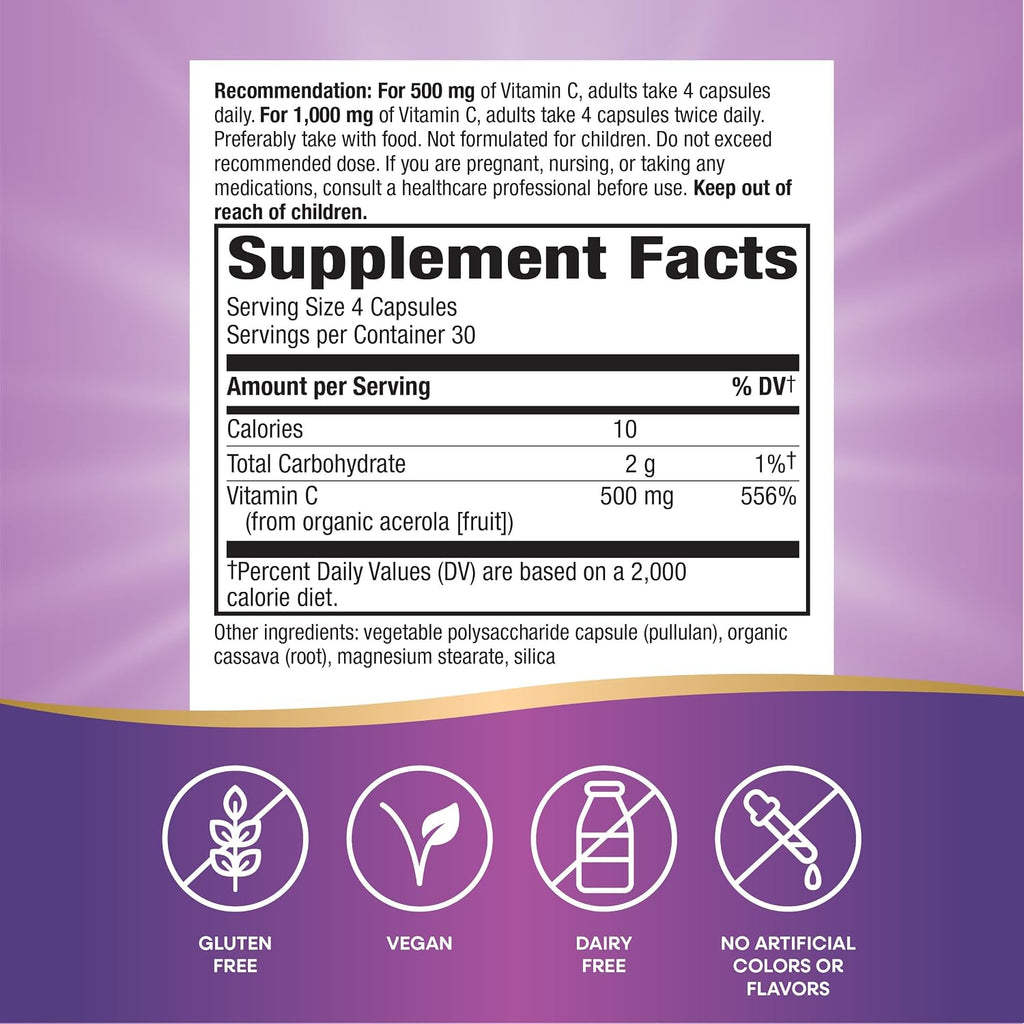 Alive! Organic Acerola Vitamin C - 120 Capsules