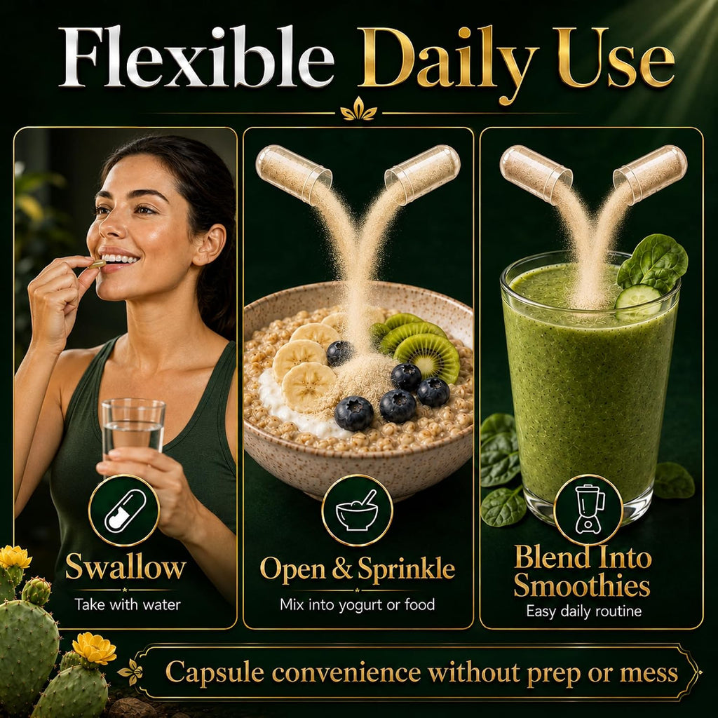 Natural Home Cures Cápsulas de Nopal Liofilizado, 500 mg, 120 Cápsulas Veganas (4 Envases)