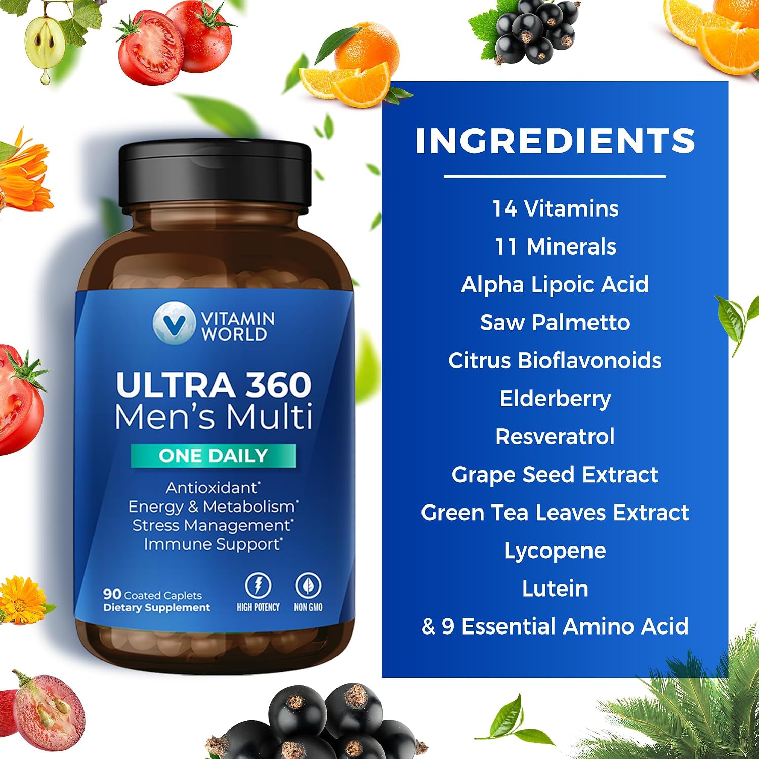 Vitamin World Ultra 360 Multivitamínico para Hombres One Daily, 90 Comprimidos