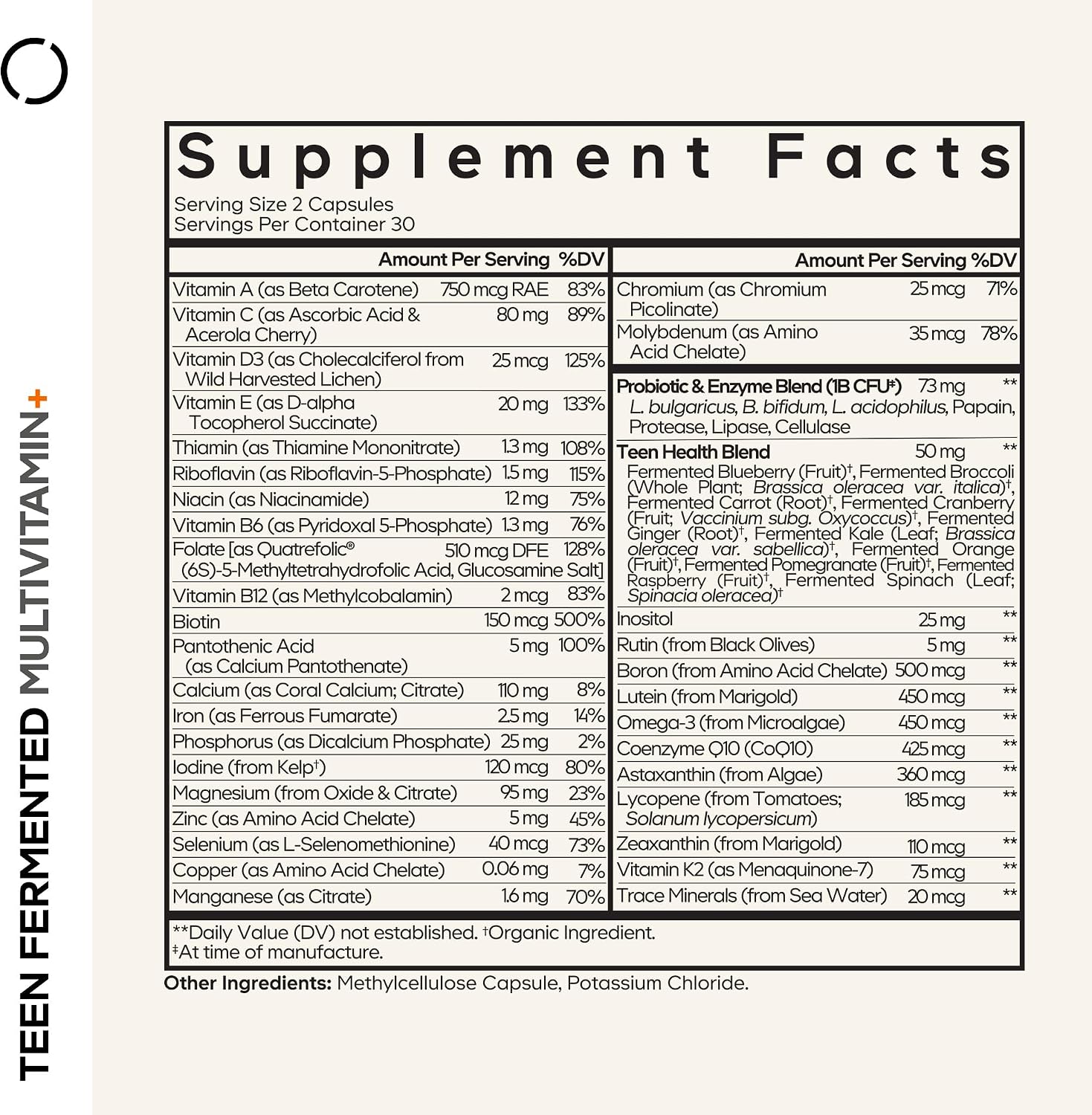 Codeage Multivitamínico para Adolescentes – Fórmula de Alimentos Integrales con Omega-3 y Vitaminas A a K - 60 Cápsulas