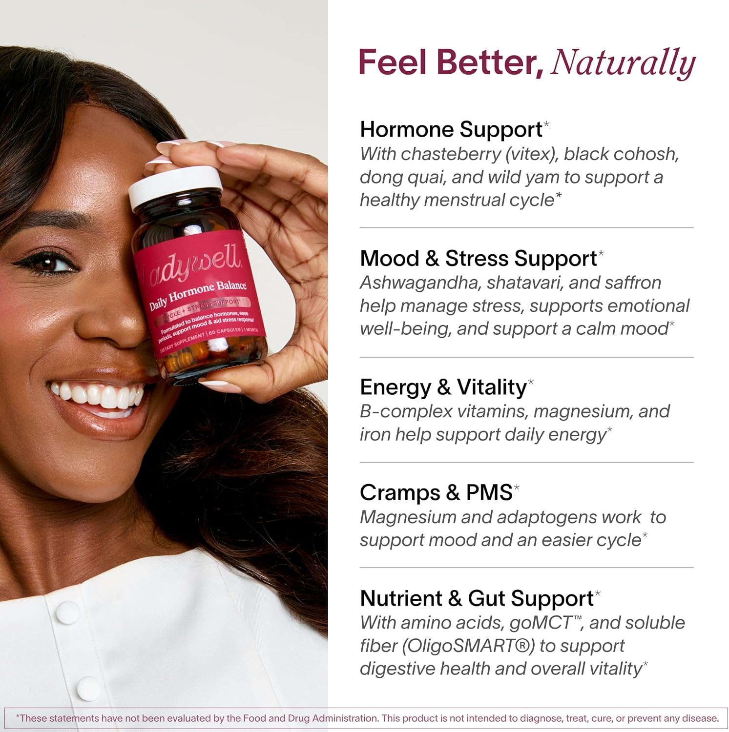 Ladywell Daily Hormone Balance Cápsulas - Apoyo Hormonal Natural para Mujeres