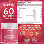 Droppels Gominolas Multivitamínicas para Mujer con Ácido Fólico, Vitaminas A, D, C, E, K, B6, B12, Biotina y Hierro - Vegano, No-GMO - 60 Gomitas Sabor Té de Melocotón