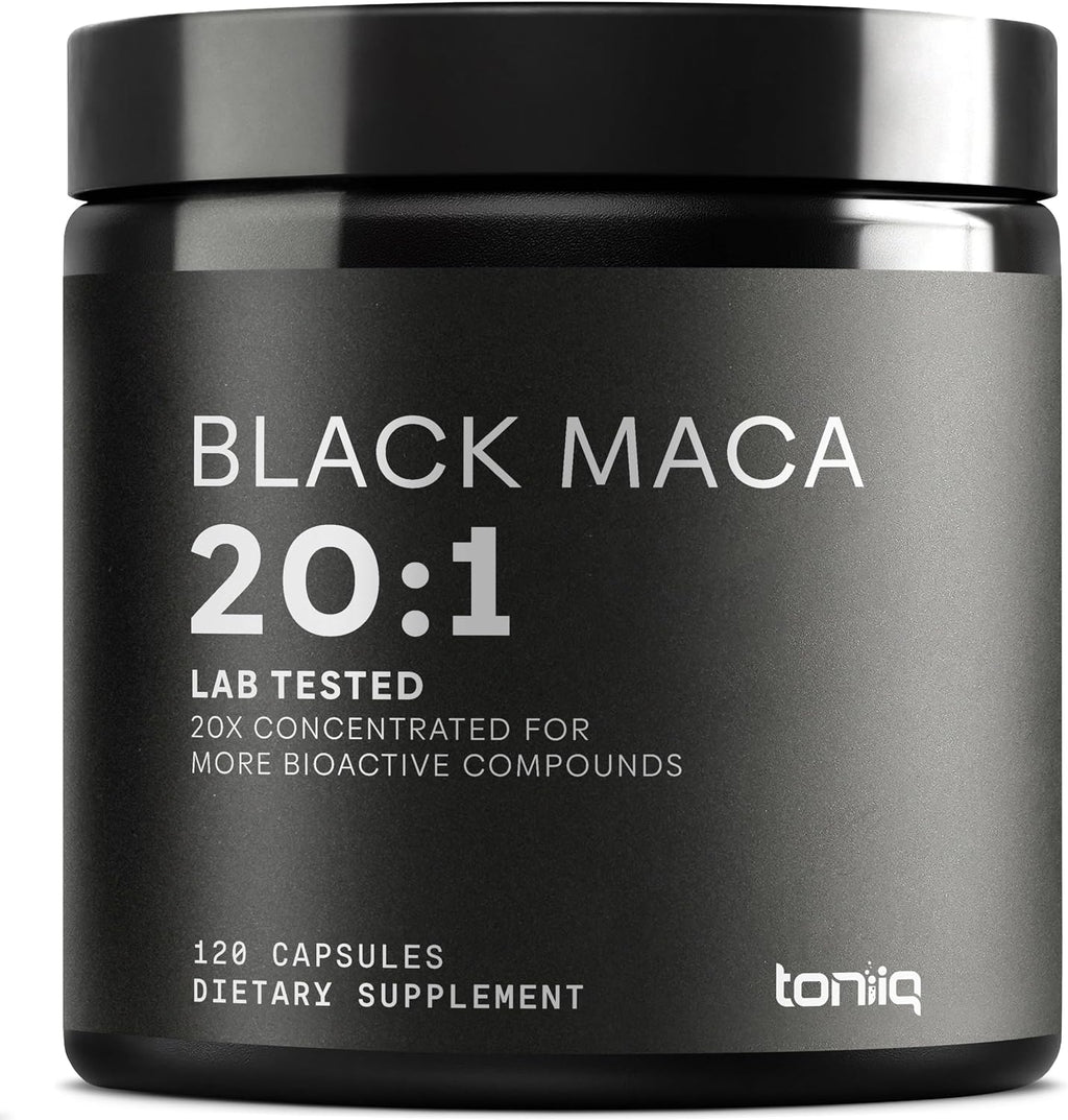 Toniiq Black Maca Root - Extracto de Maca Negra de Alta Potencia 20:1 - 120 Cápsulas