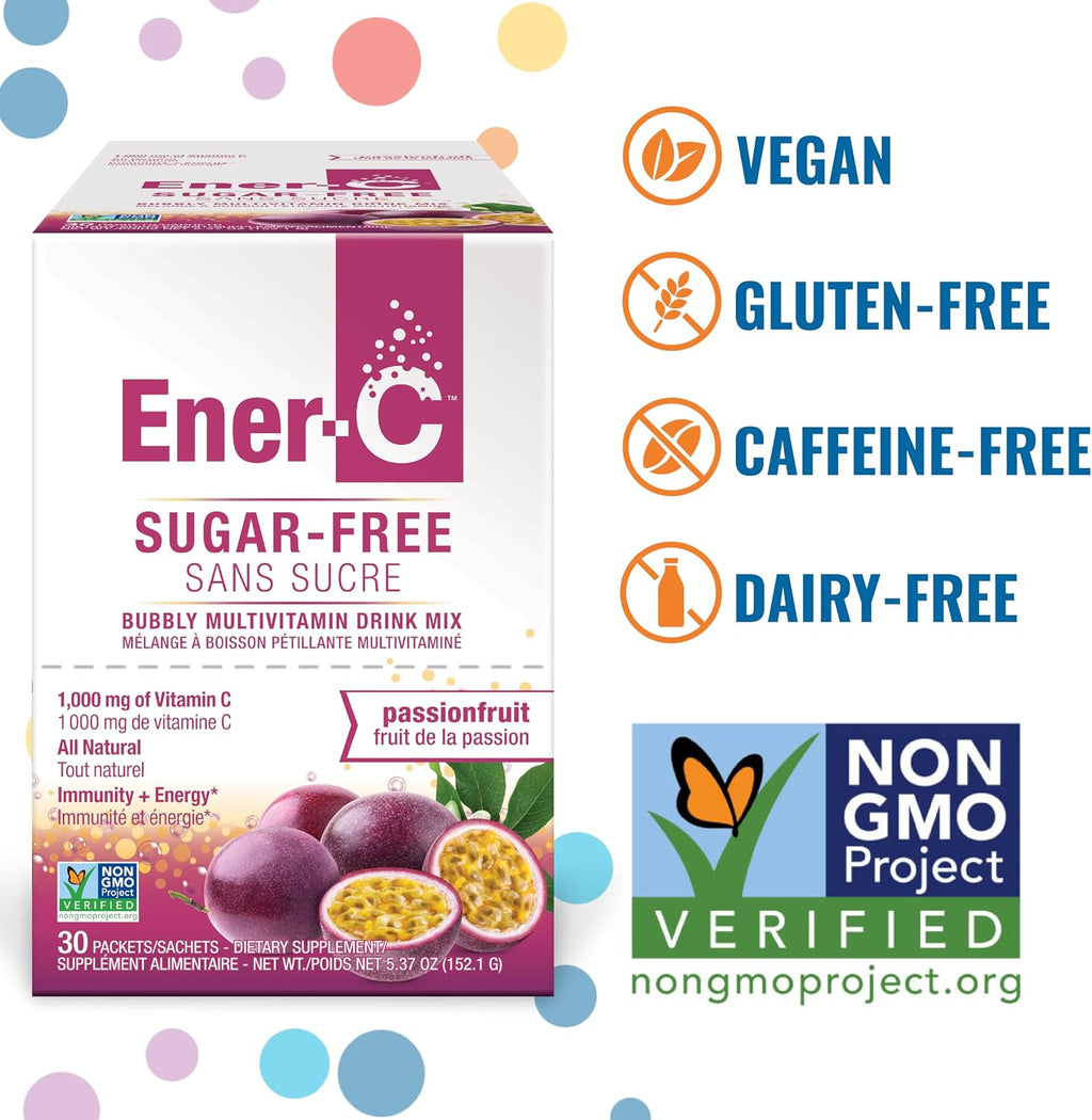 Ener-C Sugar Free Multivitamin Drink Mix (30 Sobres, Sabor Maracuyá)