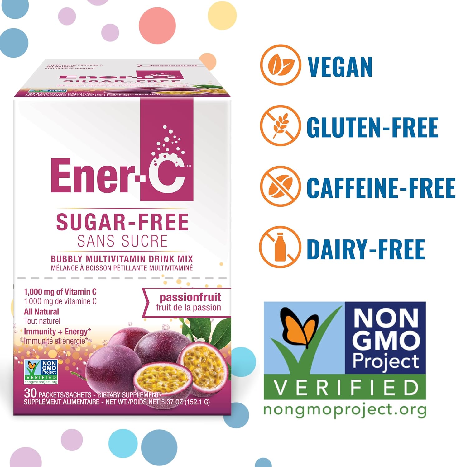 Ener-C Sugar Free Multivitamin Drink Mix (30 Sobres, Sabor Maracuyá)