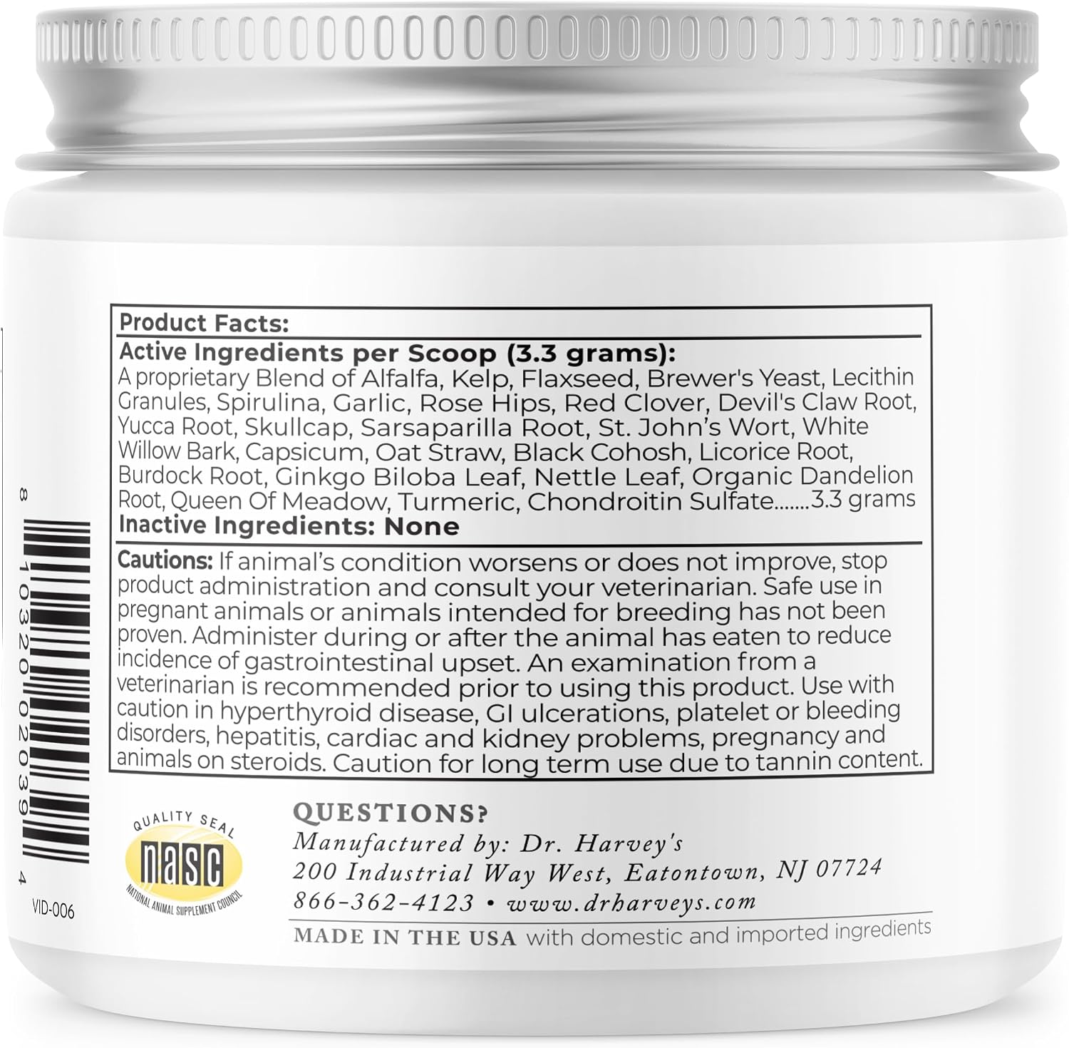 Dr. Harvey's Ortho-Flex Suplemento Herbal para Cadera y Articulaciones para Perros (200 g)