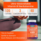 VANI Benfotiamina 750 mg con B1, Vitamina B1 Liposoluble e Hidrosoluble – 120 Cápsulas