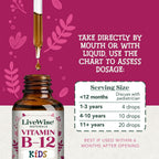 Live Wise Naturals Gotas de Vitamina B12 para Niños - 5mcg por 2 gotas - Vegano, Sin Gluten, No GMO