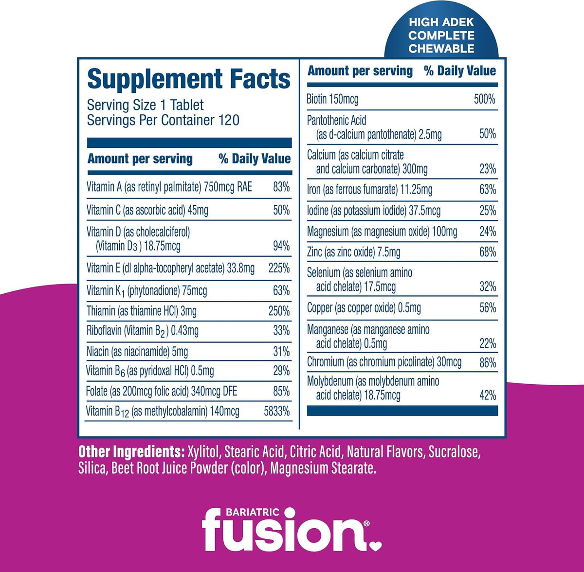 Bariatric Fusion Multivitamínico Masticable – Vitamina K: contribuye a la coagulación sanguínea normal y al – Image 4