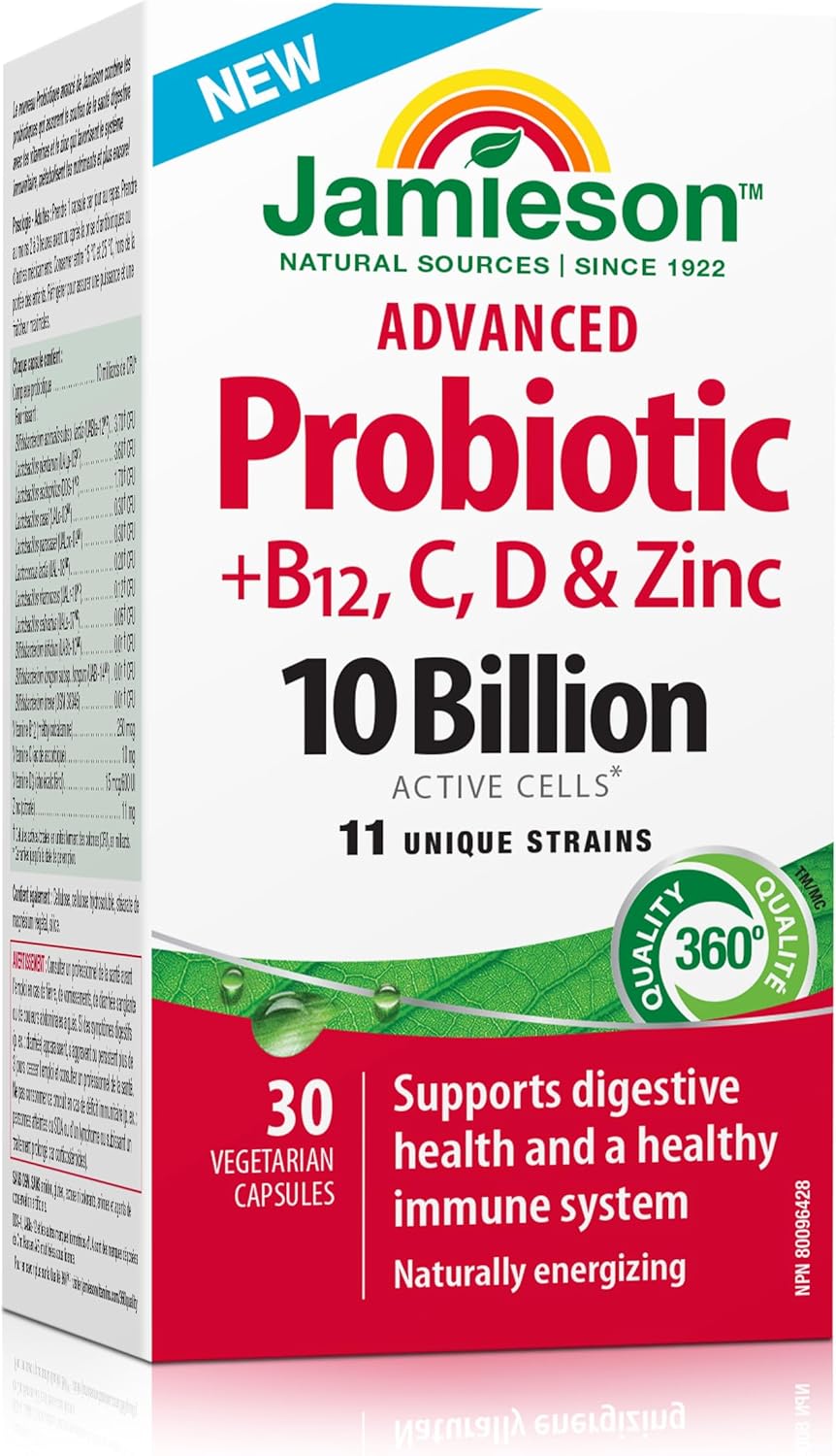Probiótico Avanzado con Vitaminas B12, C, D y Zinc