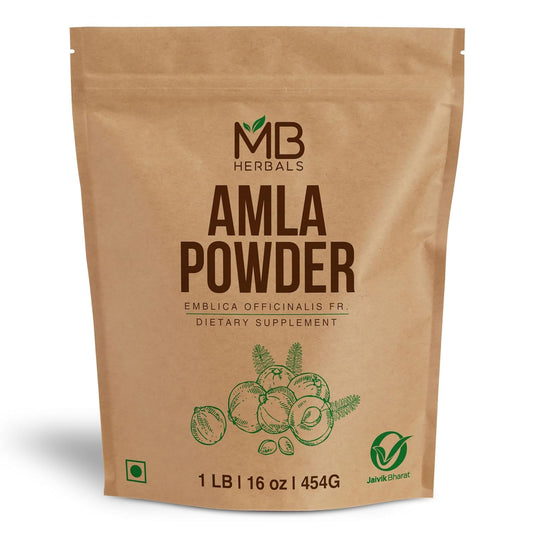 MB Herbals Polvo de Amla Deshuesado 454 g (1 lb) | Pulpa de Amla Silvestre, Sin Semillas | Amalaki (Grosella India) de Alta Calidad