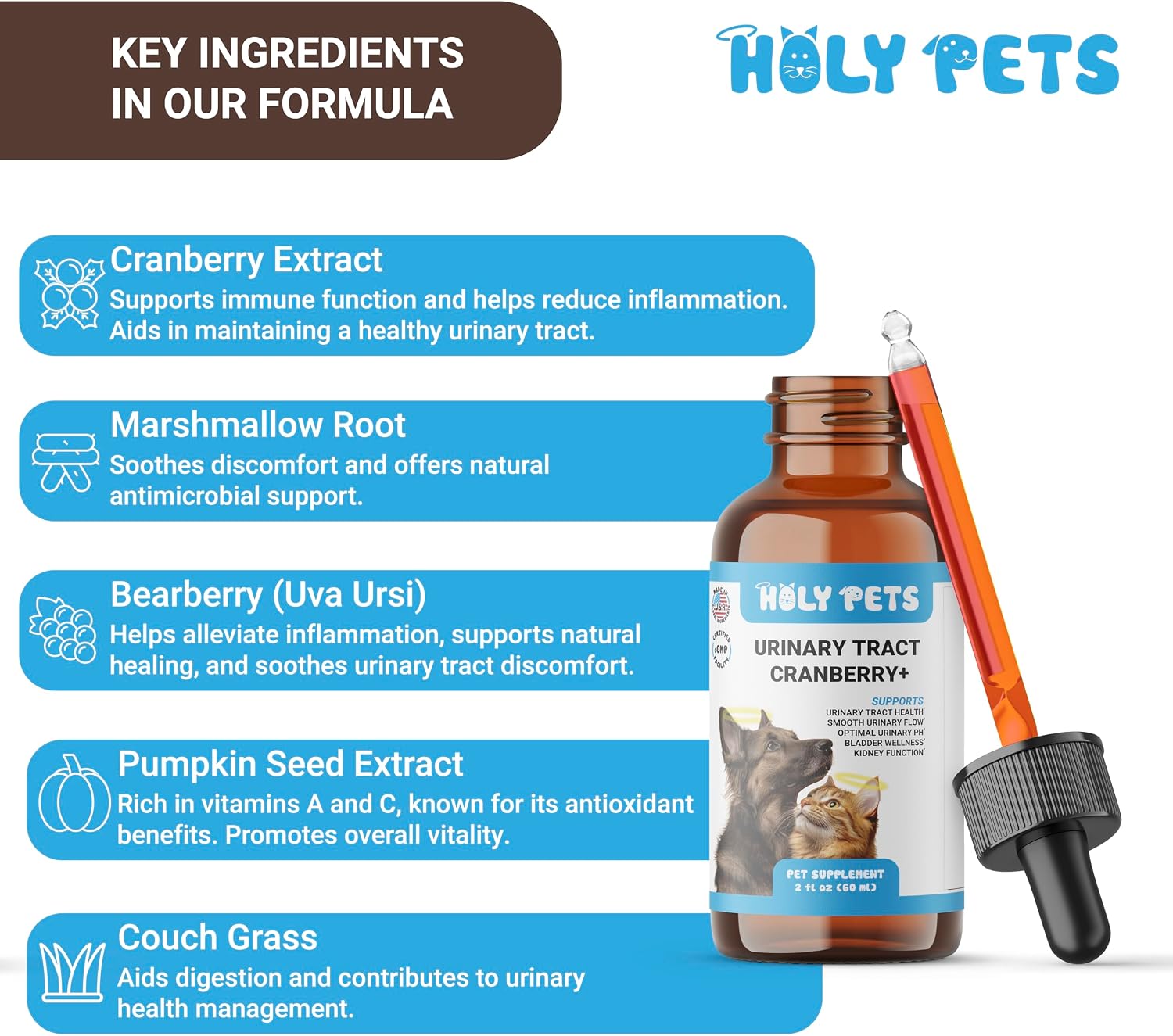 Natural UTI Support para Perros y Gatos - Suplemento para la Salud Urinaria