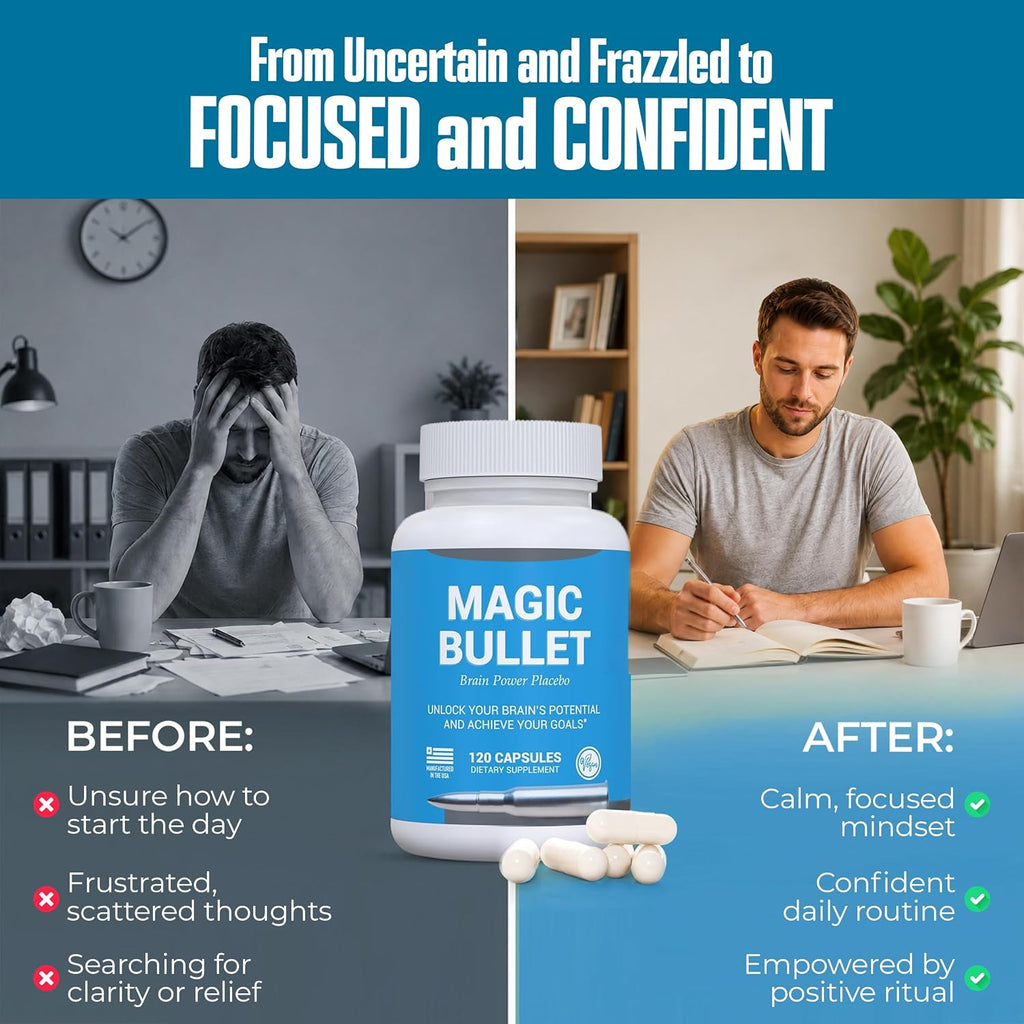 Magic Bullet Placebo Pills - Placebo Honesto para Adultos | 120 Cápsulas Veganas Inertes