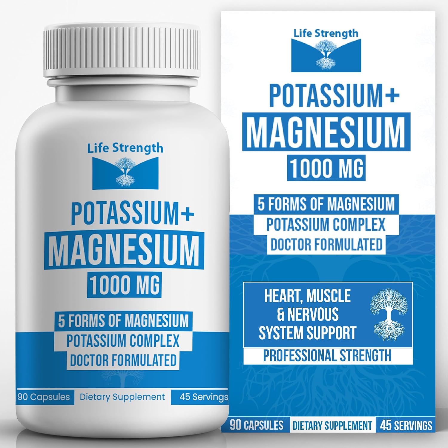 Life Strength Potasio y Magnesio 1000mg - 90 Cápsulas