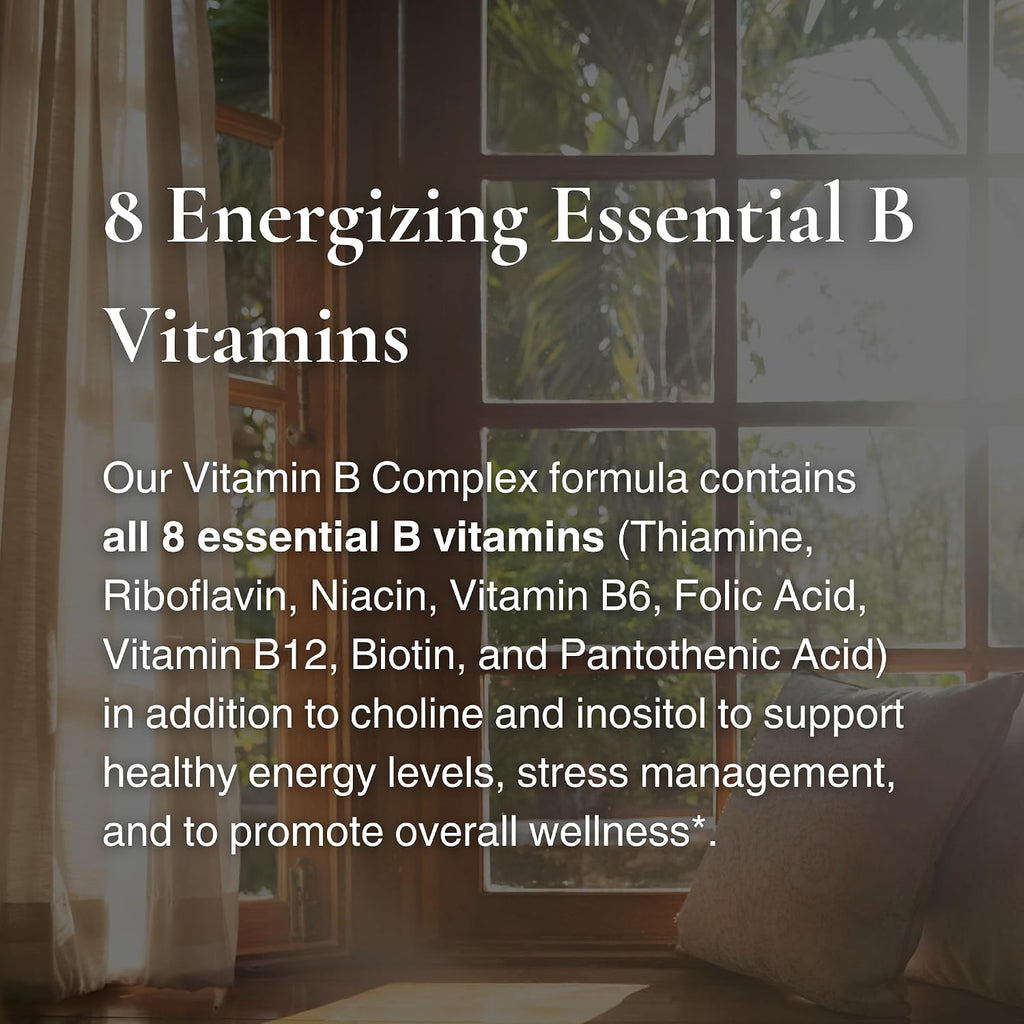 Utzy Naturals Complejo B | Vitaminas B Esenciales con Colina e Inositol | 60 Cápsulas