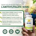 Our Daily Vites L-Metilfolato 10 mg - Folato Activo 5-MTHF, 90 Cápsulas