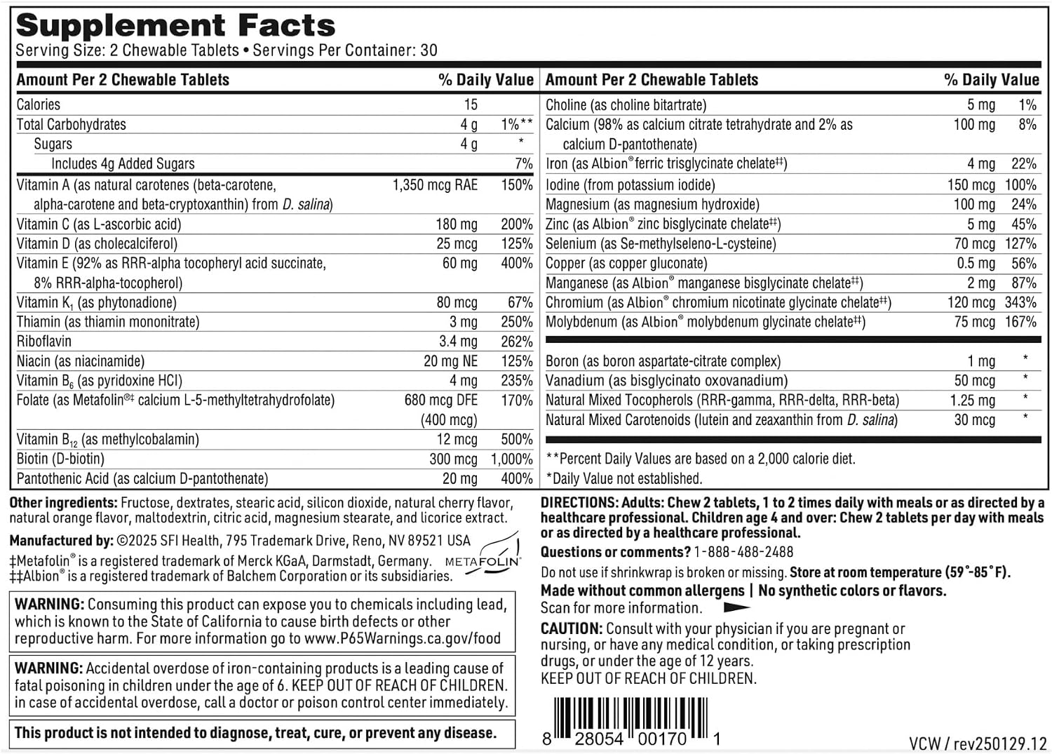 Klaire Labs SFI Health VitaTab Chewable – Chewable Multivitamin with 24 Essential Nutrients
