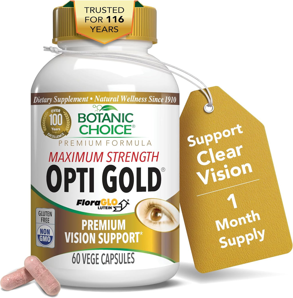 Botanic Choice Opti Gold Vision – Suplemento para la Salud Ocular con Luteína, Zeaxantina y Vitamina A (60 Cápsulas)