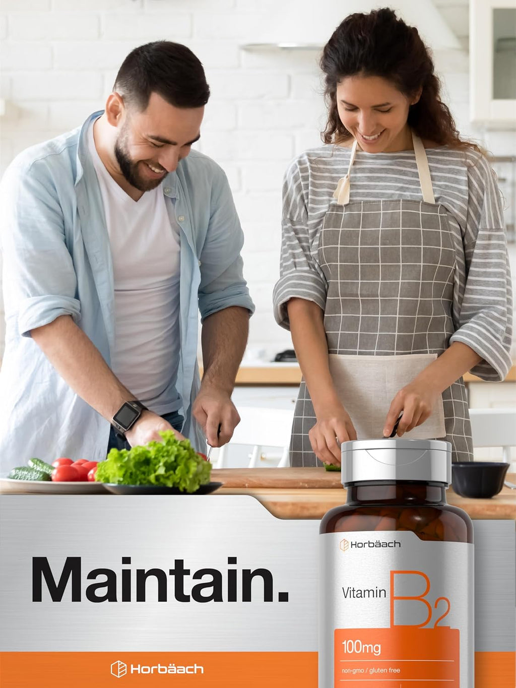 Horbäach Vitamina B2 100mg | 180 Cápsulas | Suplemento de Riboflavina