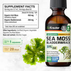 BIO KRAUTER® 2-in-1 Sea Moss y Bladderwrack Gotas – Suplemento Vegano de Algas Marinas, 59 ml